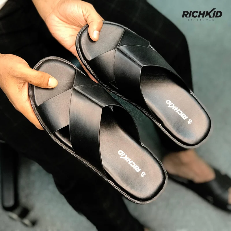 Black Cross Sandals Black - Image 1